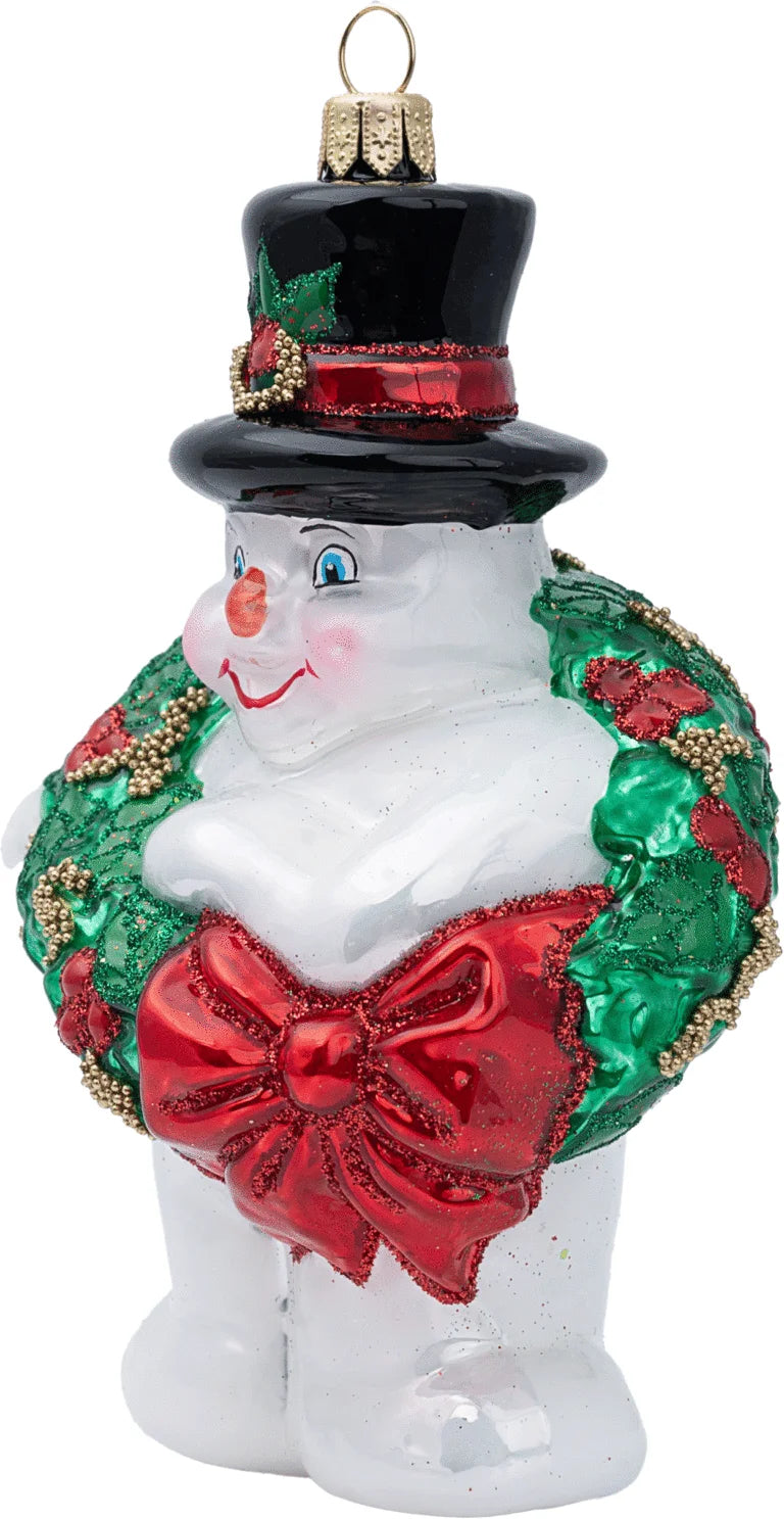 Snowman w/Christmas Wreath