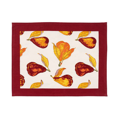 Orchard Pear Placemats Burgundy, Set of 6