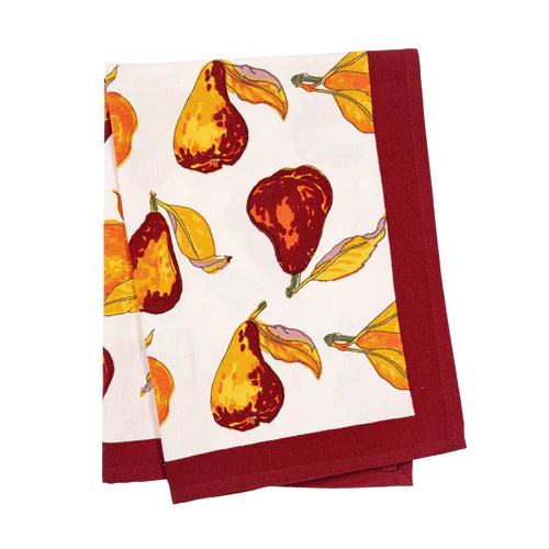 Orchard Pear Tea Towels Burgundy