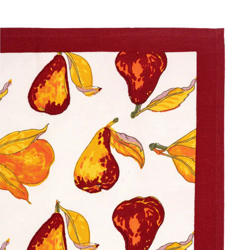 Orchard Pear Tea Towels Burgundy