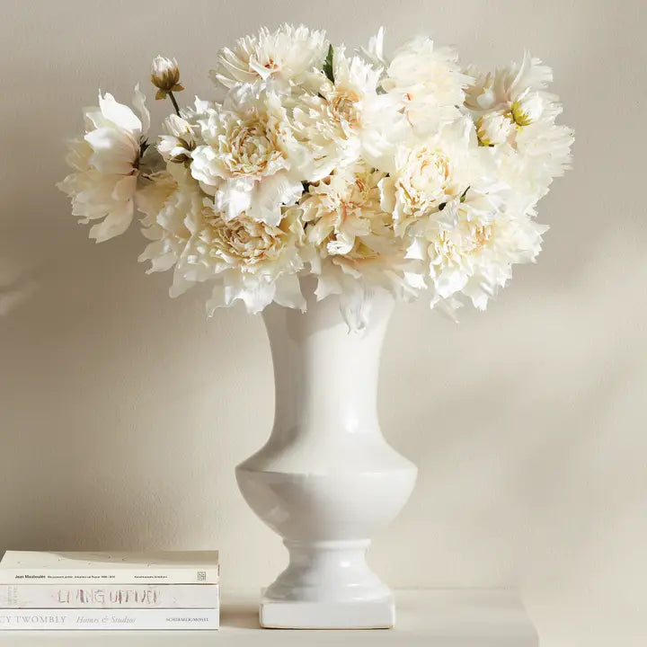 Large White Antoinette Footed Vase
