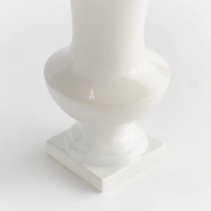 Large White Antoinette Footed Vase