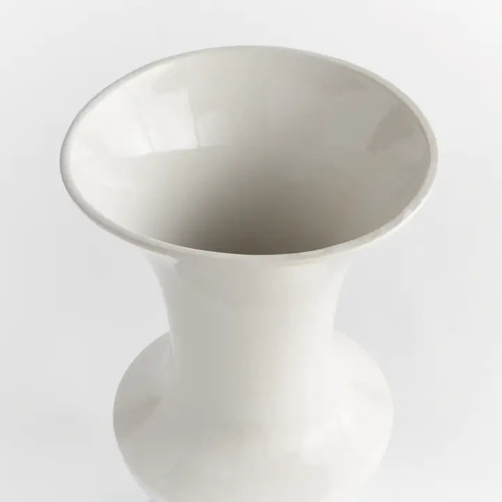 Large White Antoinette Footed Vase
