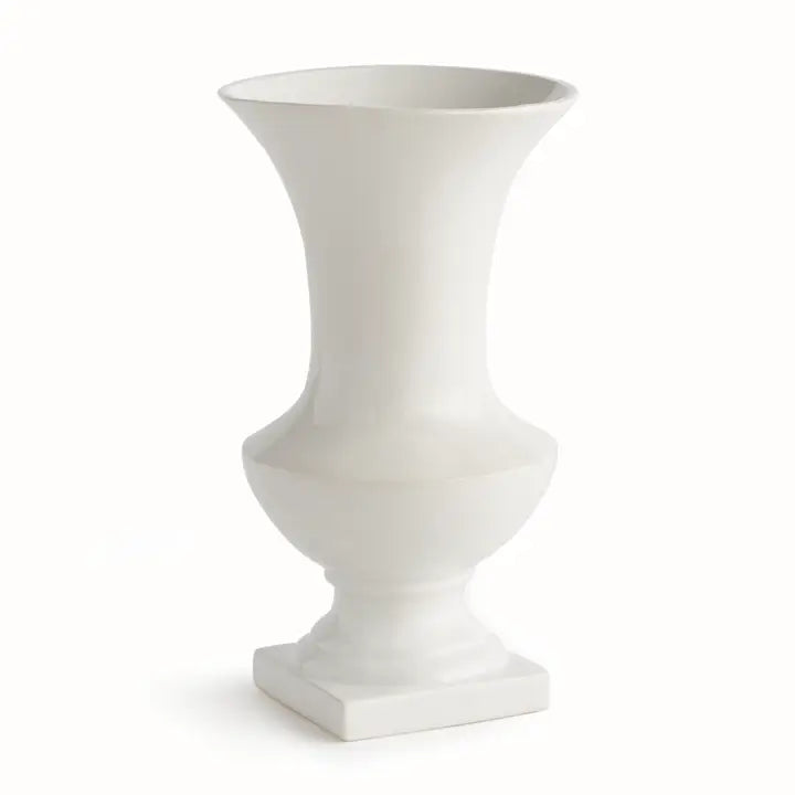 Large White Antoinette Footed Vase