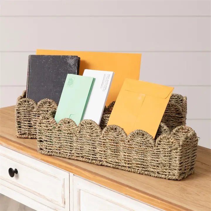 Scalloped Edge Seagrass Baskets, Wide (Set of 2)