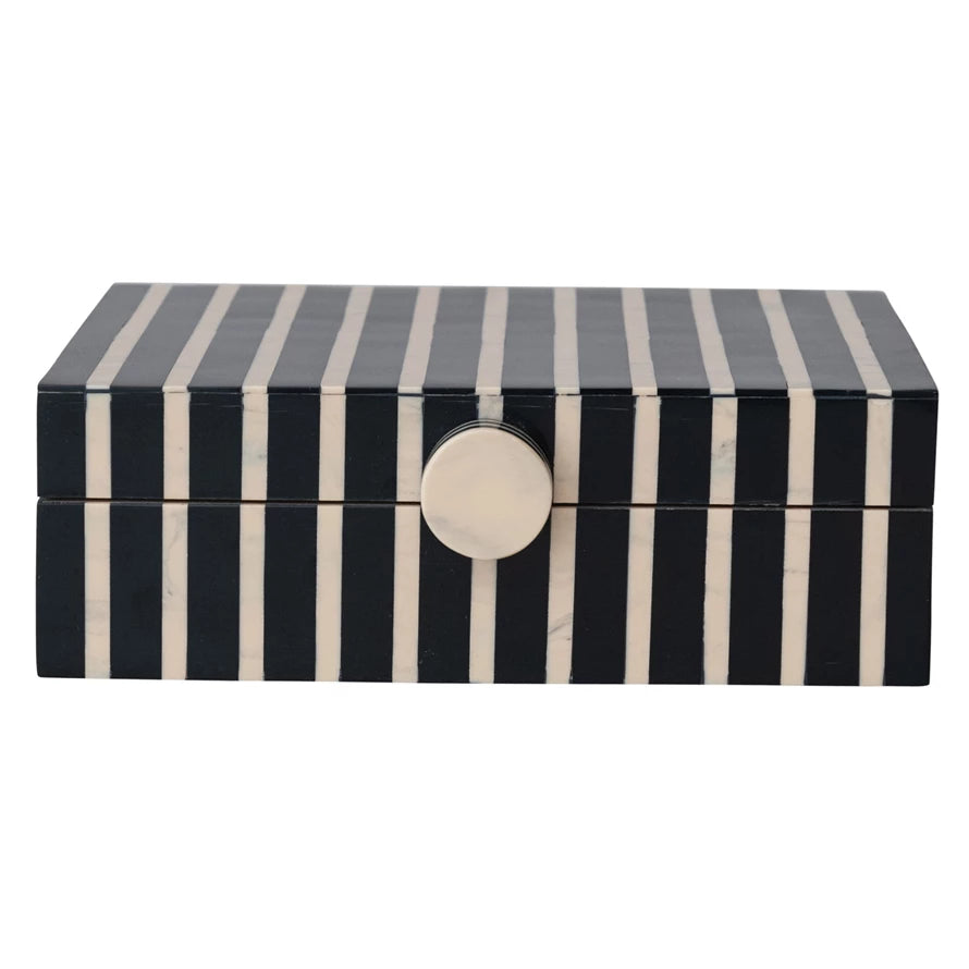 Handmade Mango Wood & Resin Striped Box