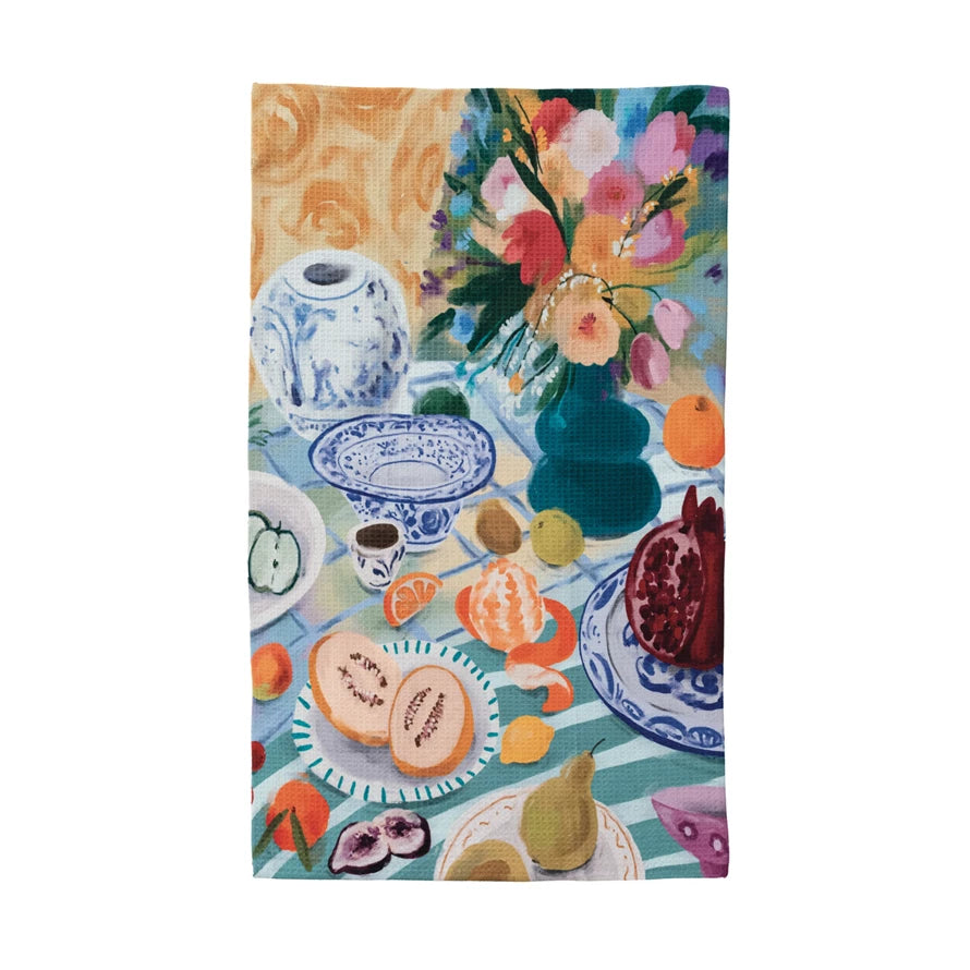 Printed Recycled Microfibre Tea Towel w/ Still Life SKU#DF9312