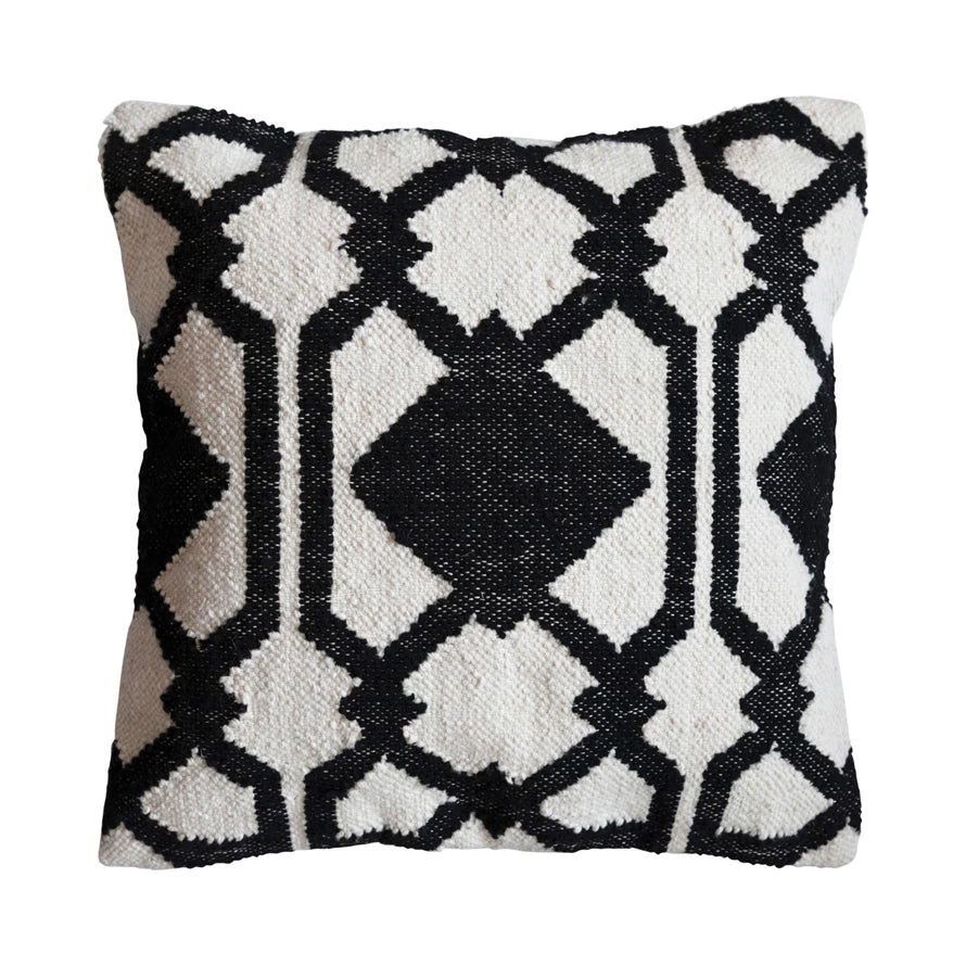 20" Woven Wool & Cotton Decorative Pillow