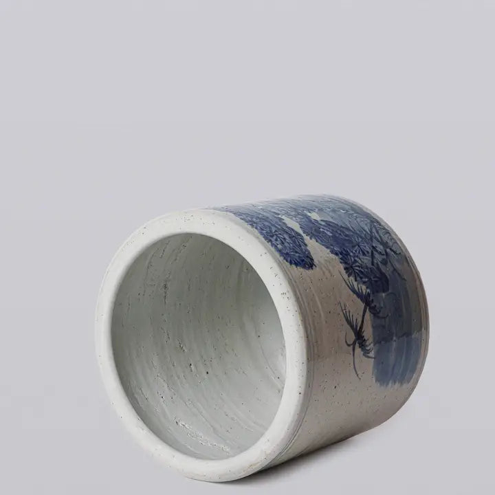 Blue and White Porcelain Three Friends Footed Cachepot