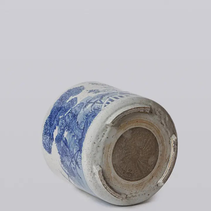 Blue and White Porcelain Three Friends Footed Cachepot