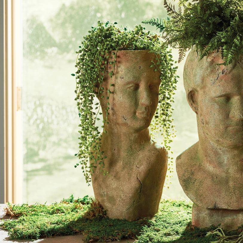 Weathered Garden Female Bust Planter