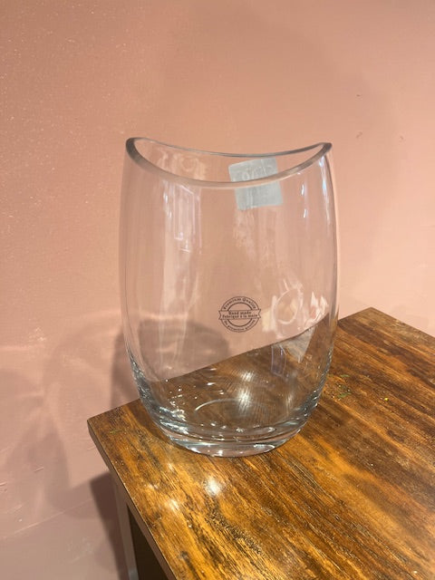 Oval Clear Crystal Glass Flower Vase