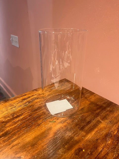 7" Tall clear glass cylinder flower vase