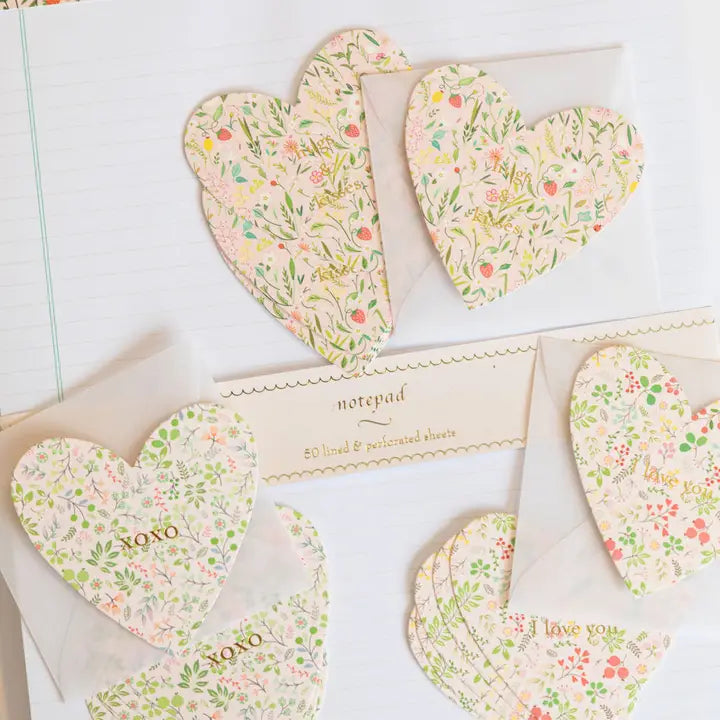 Hugs and Kisses Floral Heart Gift Enclosures Set of 6