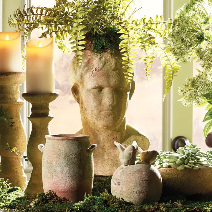 Weathered Garden Male Bust Planter