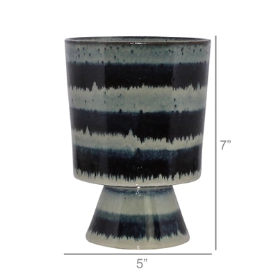 Toku Indigo Stripe Ceramic Chalice