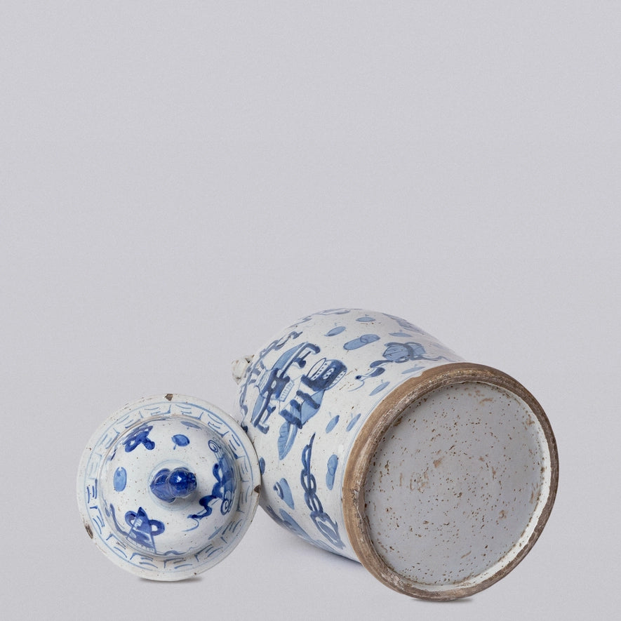 Blue and White Treasures Porcelain Temple Jar