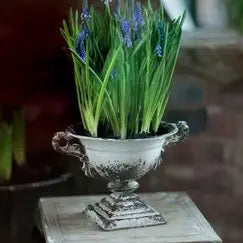 Distressed White Iron Urn  SKU: