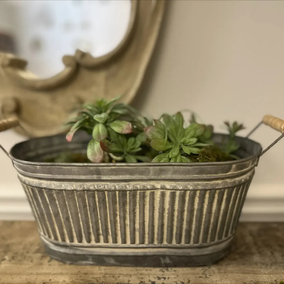 Iron Tray with Wood Handle - Set of 3