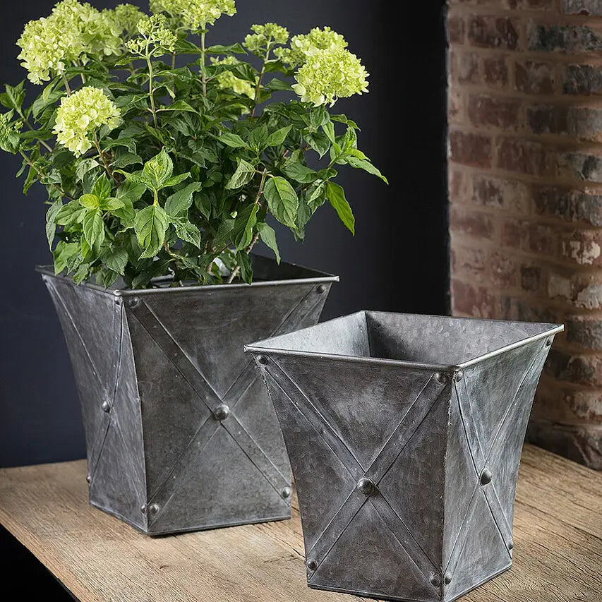 Zinc Square Planters Set 2