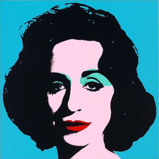 Pop art style portrait of a woman with a blue background