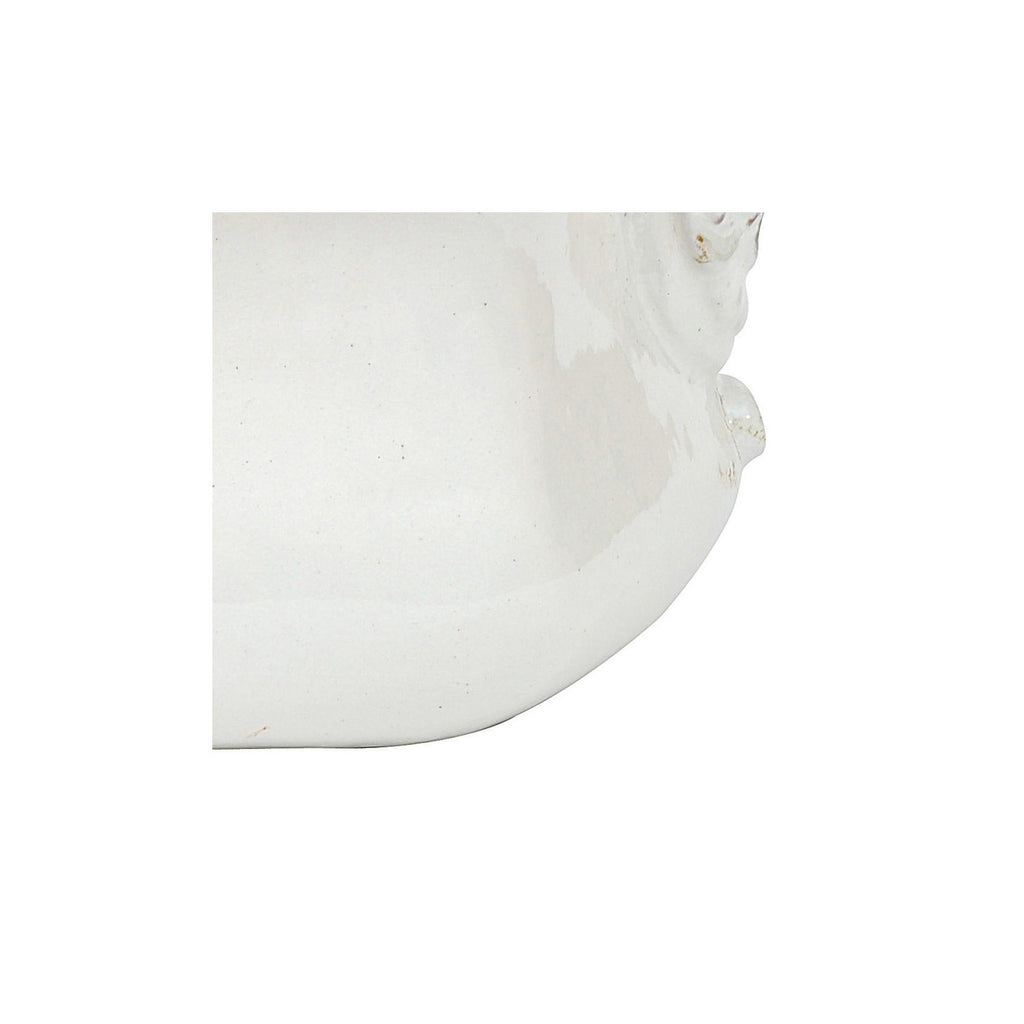 Terra-cotta Cachepot, Crackle Glaze, Distressed Finish, White (Each One Will Vary)
